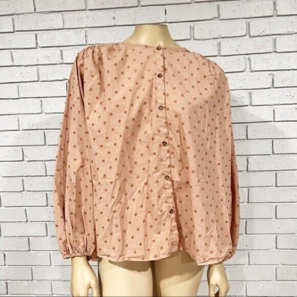 Zara Swiss Dot Voluminous Sleeve Blouse | Romantic Sheer Top | Size Large - Picture 14 of 16
